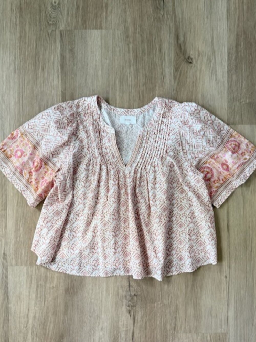 Xirena Micah Top M Pink Fete Boho Pintuck Blouse